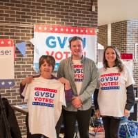 Students and Staff in their GVSU Votes shirts